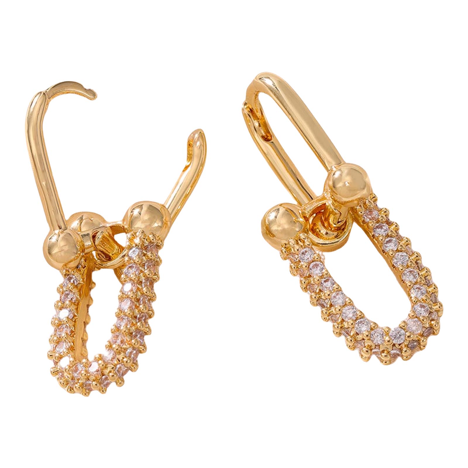 

Элегантные серьги-подвески Rope Drop, модные двойные серьги-кольца с циркониевыми акцентами для модных женщин золотой