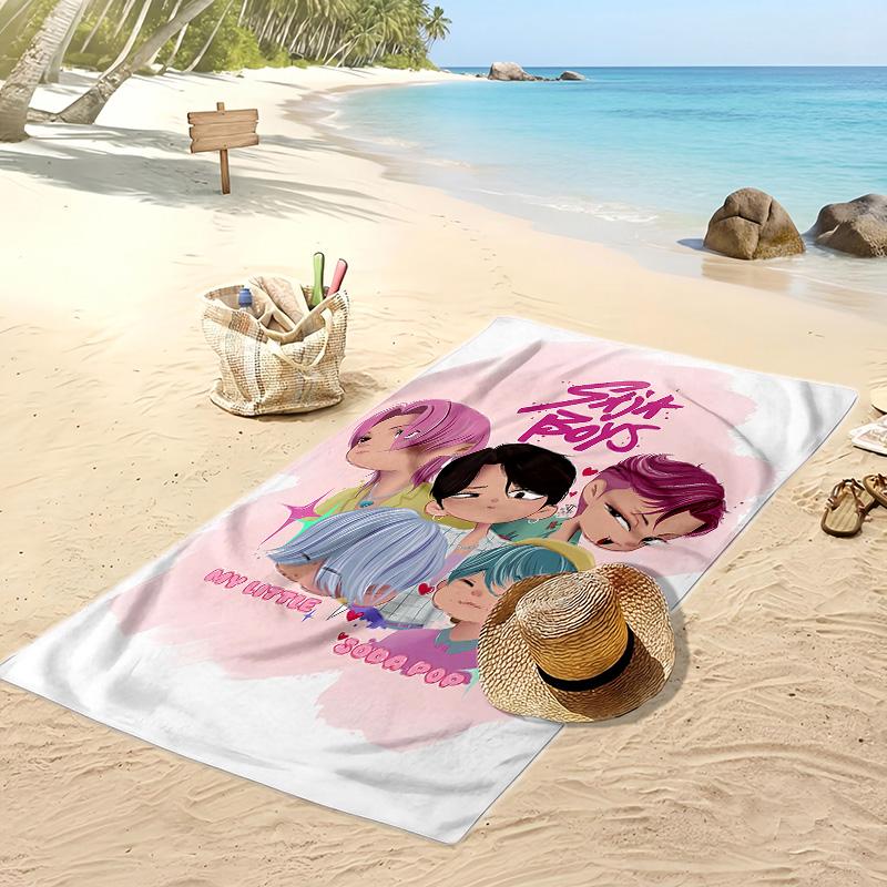 Kpop Lovci Démonů Potiskovaný Plážový Ručník, Velký Absorpční Rychleschnoucí Ručník pro Letní Venkovní Plavání