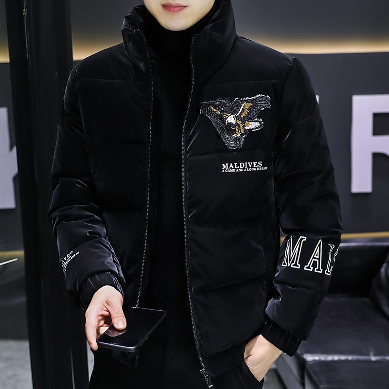 

Мужская зимняя куртка с вышивкой на хлопковой подкладке 2023 г. L чёрный