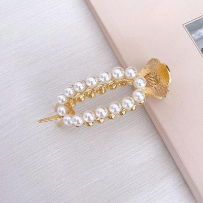 Summer Elegant Pearl High Ponytail Hairpins High Ponytail Fixed Artifact Small Grab Clip