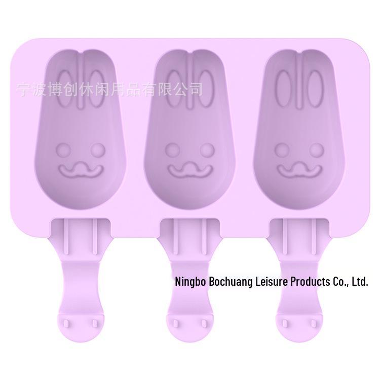 Silicone 3-Cavity Popsicle & Ice Cube Tray with Lid