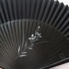 High-quality silk-covered fan, black bamboo frame (5846: Bellflower)