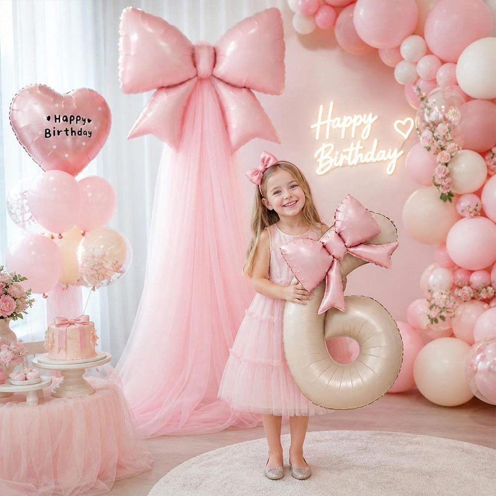 40 Inch Large Bow Balloon Set DIY Bowknot Design Foil Balloon Set Number Balloon Set  Photo Props