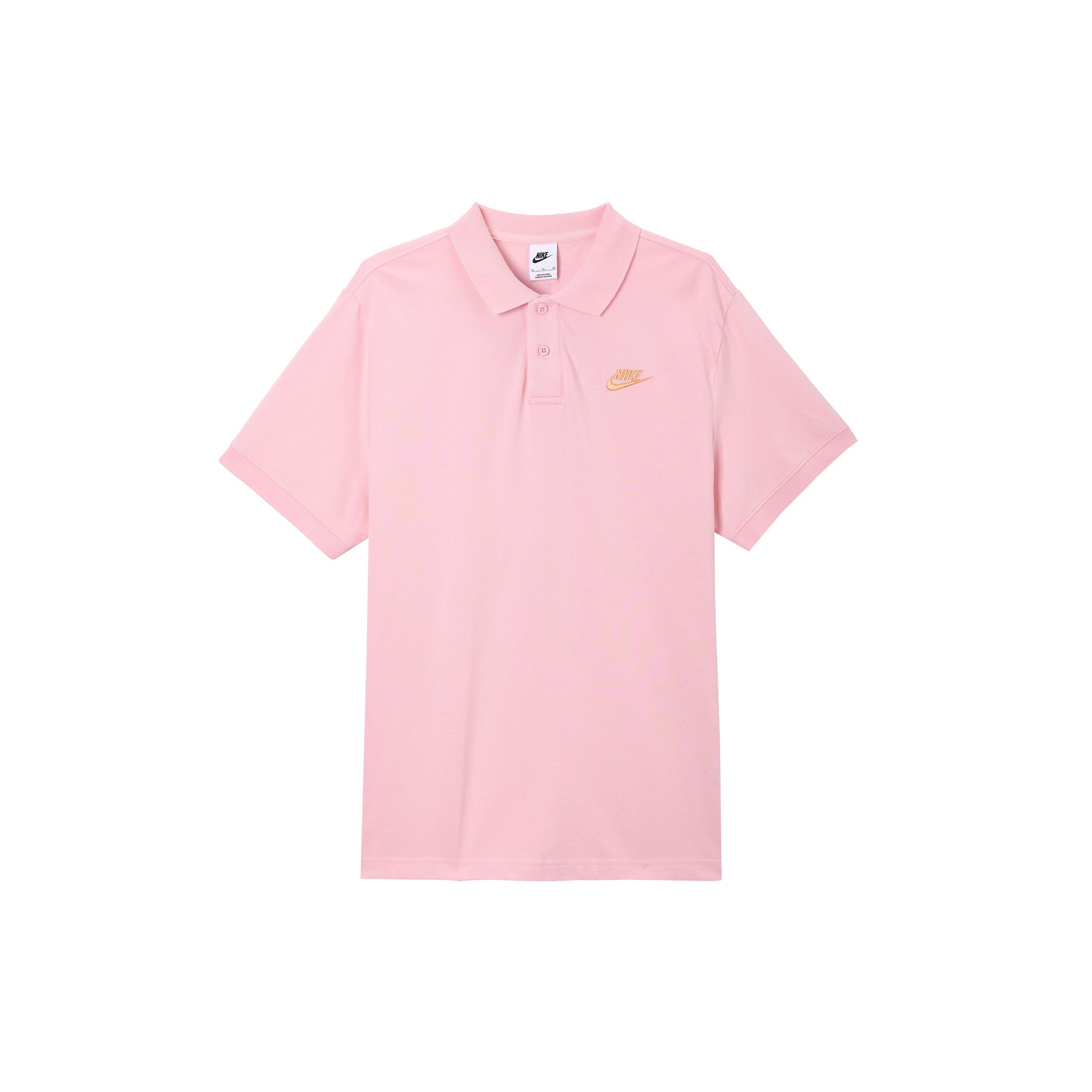 Nike Sportswear Solid Color Logo Embroidered Short Sleeve Polo Shirt Pink Men s CJ4457-691 L