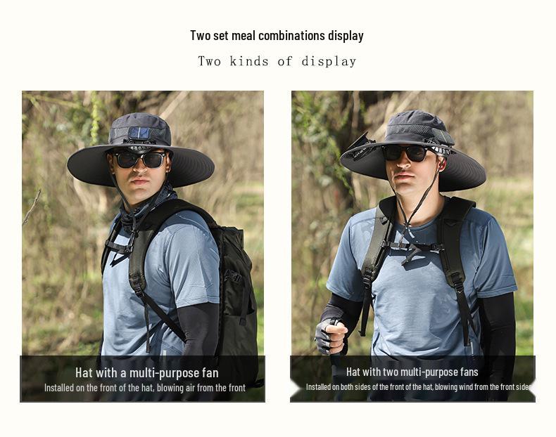 Men's Solar-Powered Quick-Dry Fishing Hat with Rechargeable Fan