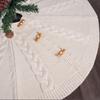 White Knitting Christmas Tree Skirts Tree Base Cover 61/92cm Diameter with Button Fastening Holiday Room Decorations