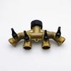 3/4" Brass 4-Way Splitter Tap Diverter, Garden Irrigation Water Distributor Valve Controller