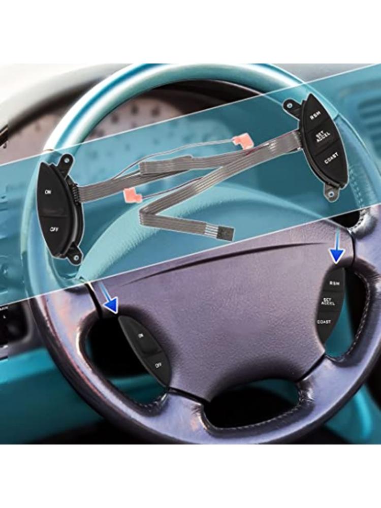 Steering Wheel Mounted Cruise Control Switch Button Handle Assembly Compatible for F150 Sport Trac 1998-2005 F87A9D809BA