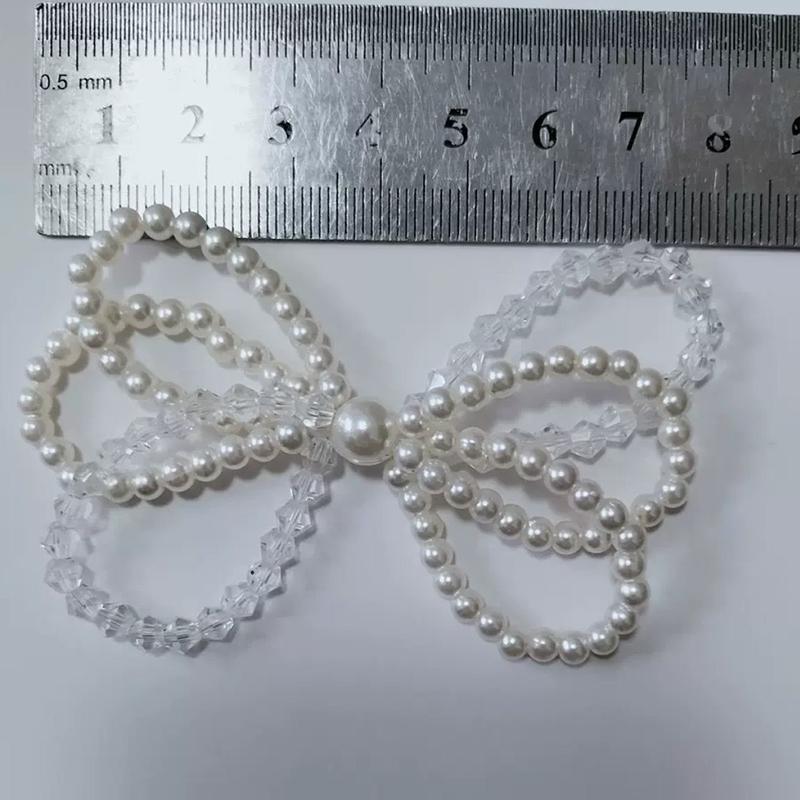 1Pcs Vintage Crystal Bow Woven Pearl Double-Layer Bow Accessories Diy Clothing Shoes Hats And Accessories