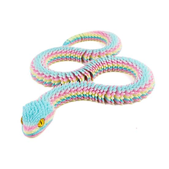 3D Printed Snake Figurine Movable Joints Snake Figure Articulated Animal Model Toy Home Office Bookshelf Desktop Decoration Ornament