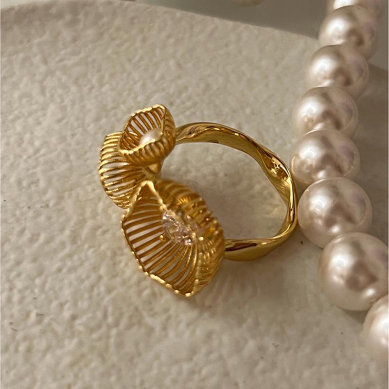 S925 Silver Hollow 3D Flower Ring - Women's Shiny, Versatile, Luxury Open Ring for Index Finger