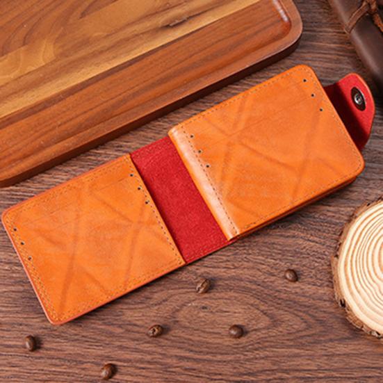 Retro Men Wallet Portable Waterproof Faux Leather Slim Credit Card Holder Bi-fold Short Wallet Multi-functional Front Pocket Wallet