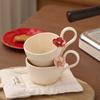 Handmade Pinched Flower Ceramic Teacup Women'S Home Office Coffee Cup Simple Milk Cup With Saucer And Spoon