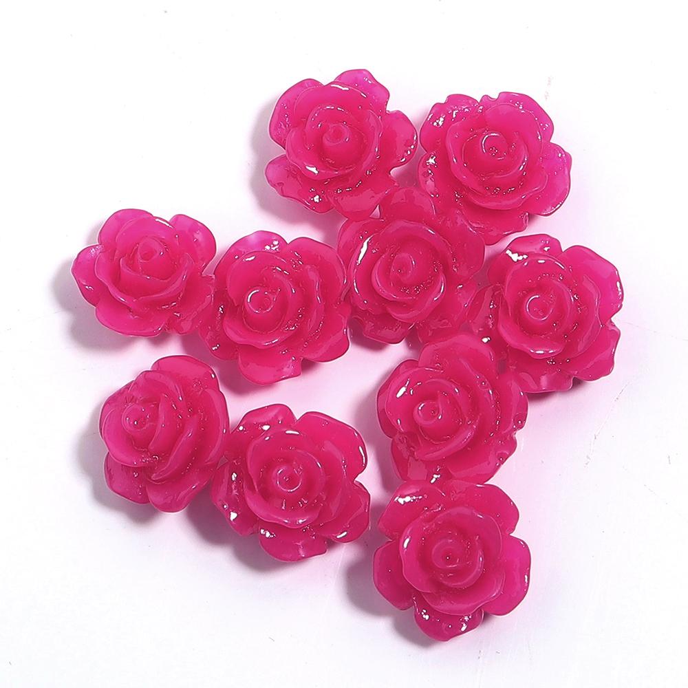 10pcs/lot 6 8 10 12 15mm Colored Resin Beads Imitating Coral Flower Charm Loose Beads For DIY Handmade Fashion Bracelet Necklace