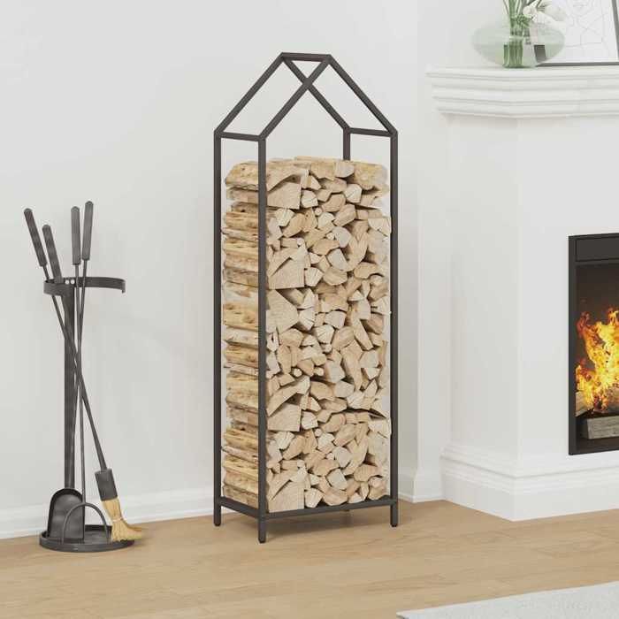 VidaXL Firewood Rack Black 40x25x120 Cm, Fireplace Log Holder, Log Holder, Log Rack, 864299