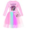 Rochie Kpop vânătoare de vrăjitoare grup de fete cu mânecă scurtă, gât rotund, dantelă stea curcubeu