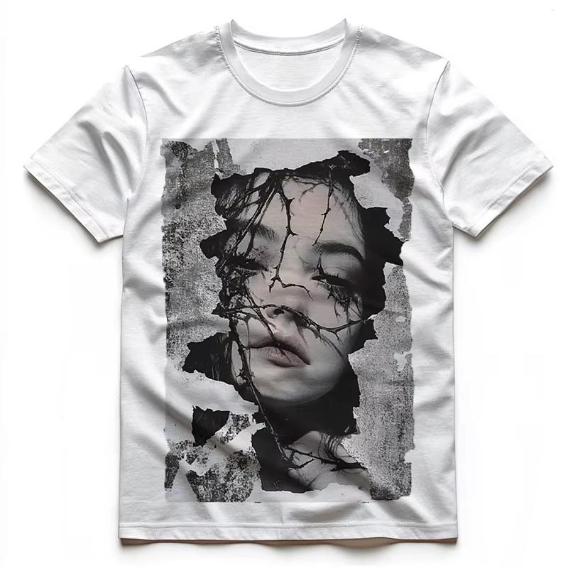 2026 Summer Fashion Trendy Tee American Retro Character Pattern T Shirts Fashion Trendy European And American High Streetwear Top