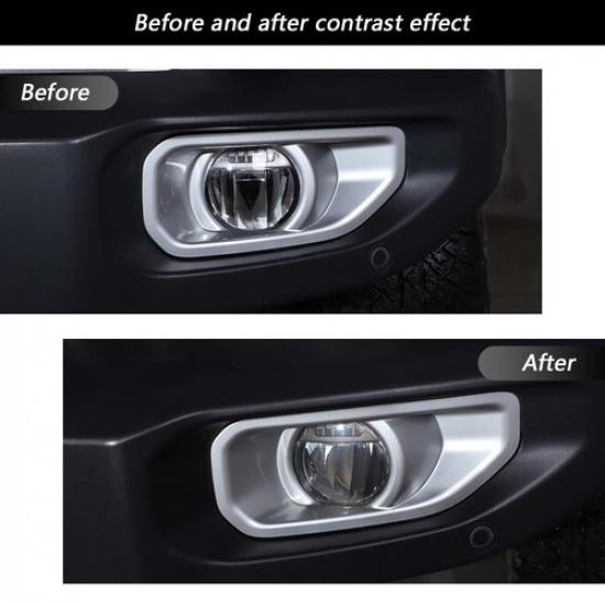Blackened Front Fog Lamp Light Decor Cover Trim Bezel For Jeep Wrangler JL 2018+