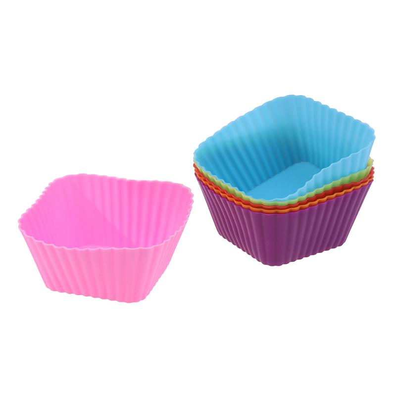 1/6Pcs 7Cm Square Shaped Jelly Pudding Mold Muffin Cake Cup Silicone Molds Kitchen Baking Accessories