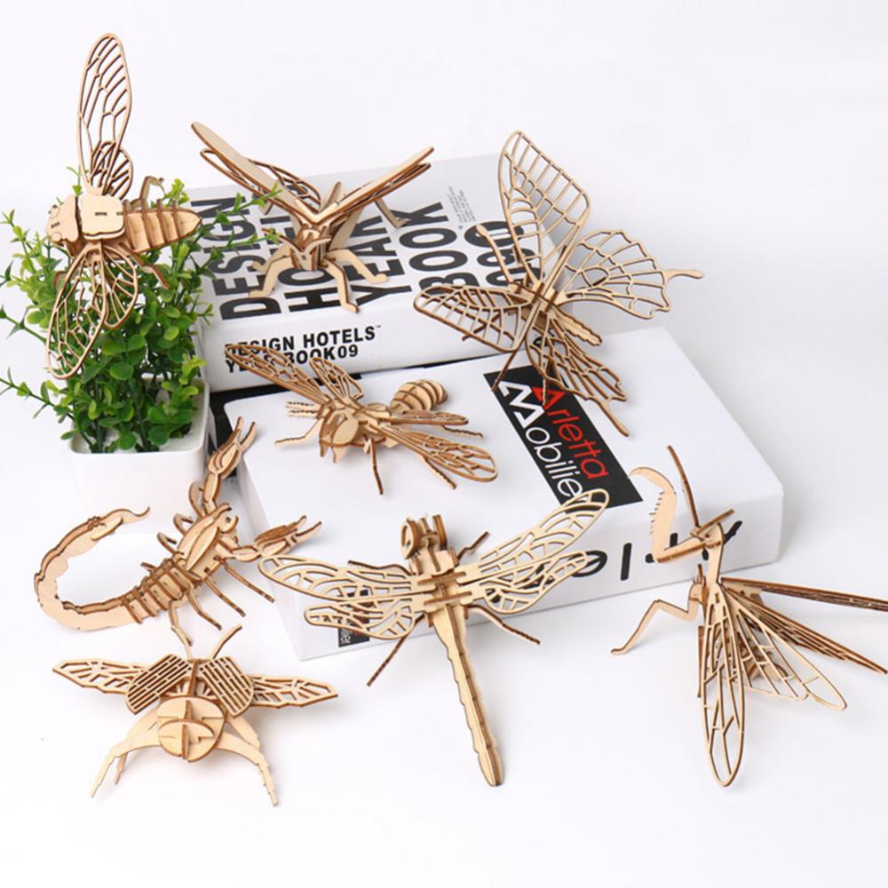 3D Wooden Insect Puzzle Animal Skeleton Assembly Model Puzzle DIY Wooden Crafts 3D Puzzle STEM Toys Gifts for Kids Adults Teens