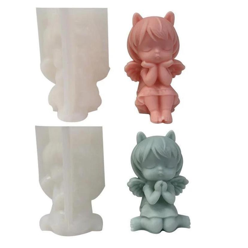 1 Pcs 3D Prayer Angel Silicone Molds Scented Candle Plaster Mold DIY Epoxy Resin Gypsum Form Ornament Mould Home Decoration