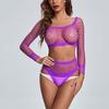 Women's Sexy Lingerie Floral Lace Cup Line Mesh Two-piece Set Elegant Printing Sexy Lingerie