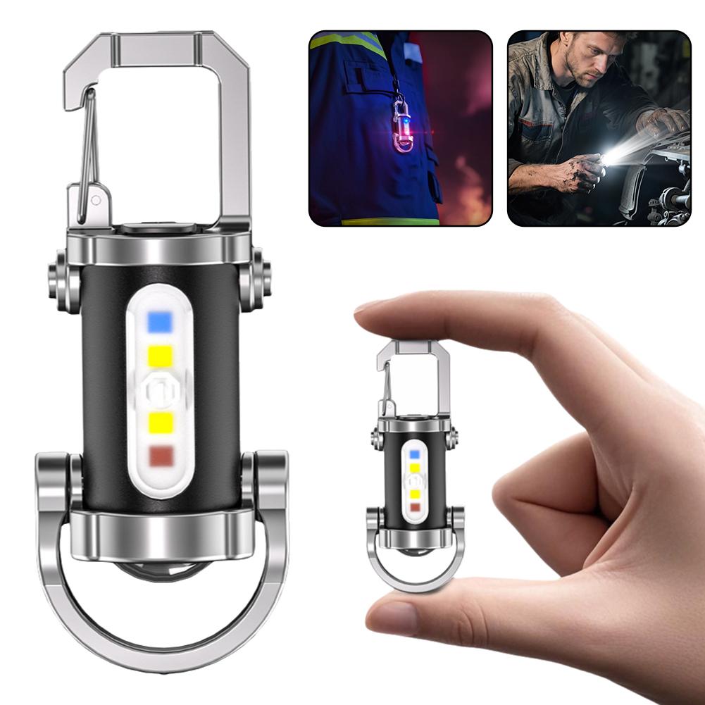 1/2/3PCS Rechargeable Keychain Flashlights 1200mAh Type-C Flashlights Keychain Hanging Keyring Camping Pocket Lamp