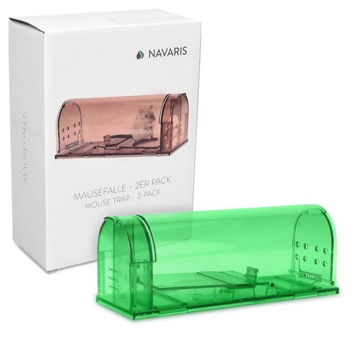 Navaris 2x piège à souris vivante - Set attrape souris et petit rat - Souricière capture petits rongeurs sans tuer - Pour maison et