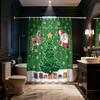 1pc Christmas Tree Cartoon Santa Claus Print Waterproof Shower Curtain Partition Privacy Hanging Curtain 12 Hooks Multiple Sizes