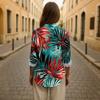 Women's Casual Spring And Summer Loose Printed Casual Sleeved Lapel Pullover Shirt