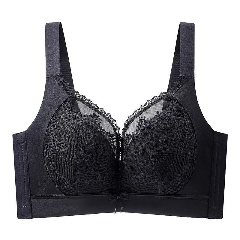Große Größen Dessous für Frauen Dünner Schnitt Ohne Bügel Gerafftes Oberteil Stützend Anti-Hänge-BH