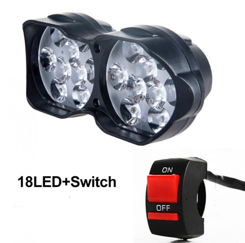 Super Bright Motorcycle Car Light 18 LED 40W Light Headlight Spotlights Headlamp