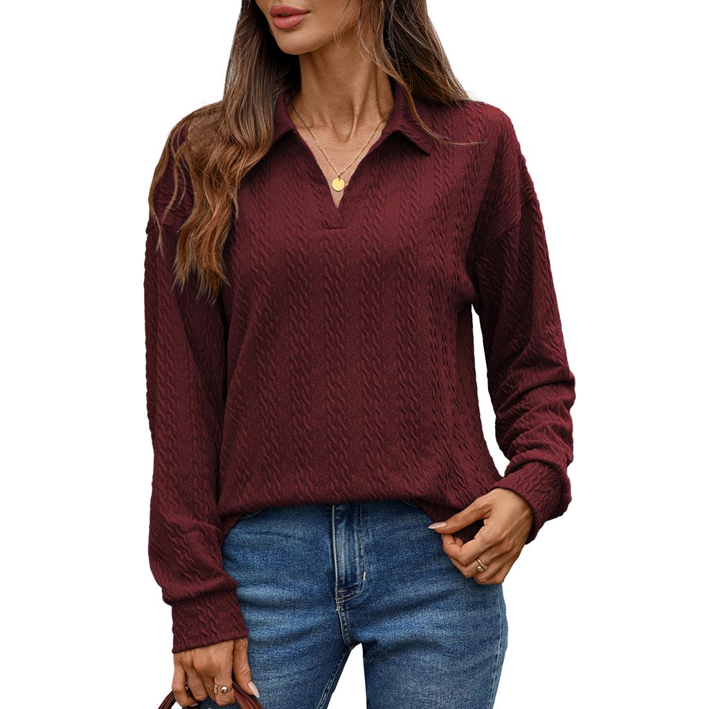 New Solid-color Pullover Hoodie for Autumn and Winter, Loose Lapel Long-sleeved Top for Women