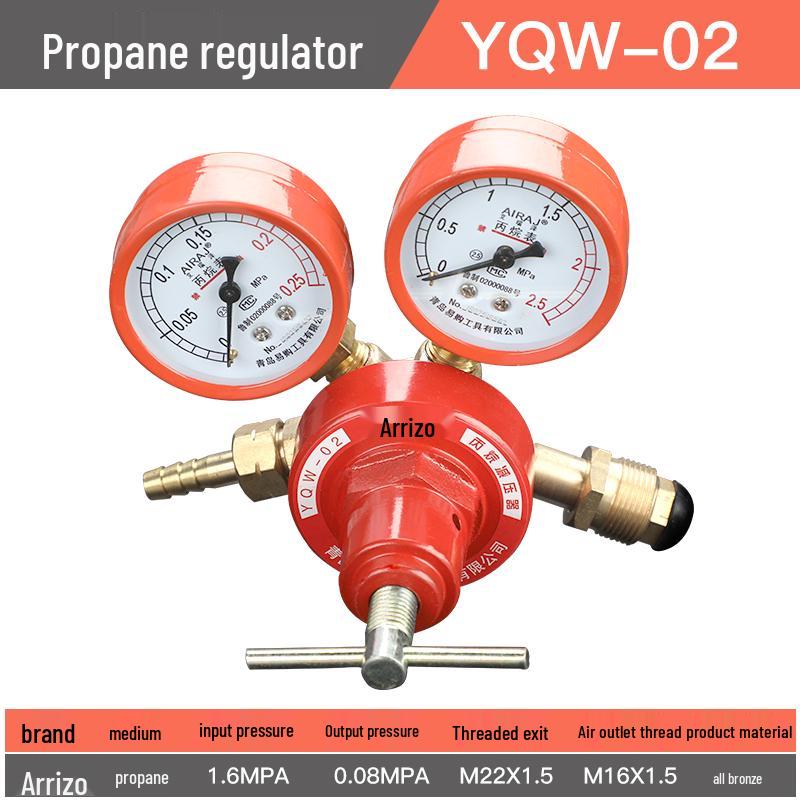 Arizze Gas Regulator & Pressure Gauge: Oxygen, Acetylene, Propane, Argon Compatible, All-Copper Shockproof Valve.