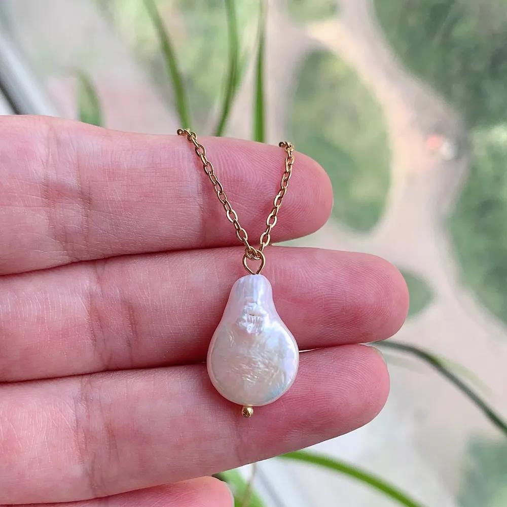 Real Natural Freshwater Pearl Necklace for Women Irregular Round Square Coin Stick Drop Baroque Pearl Pendant Necklace Choker