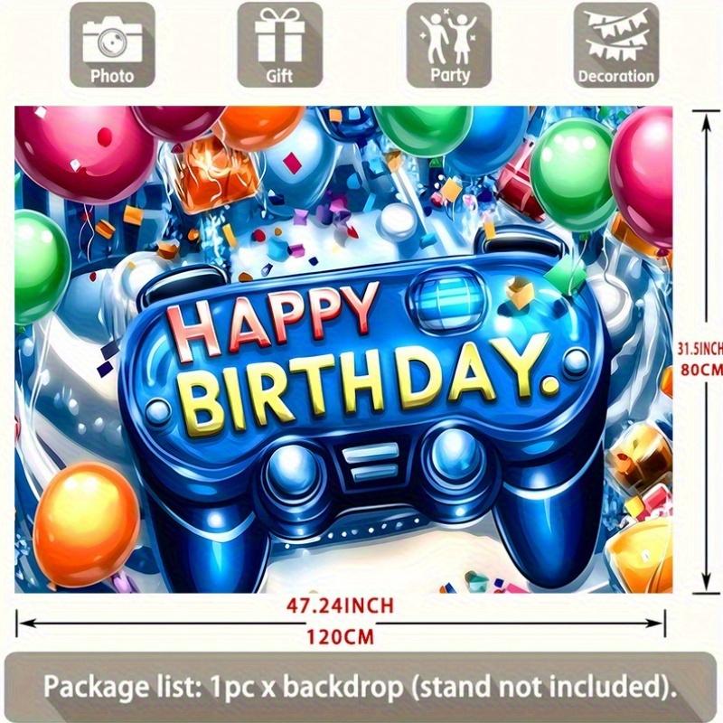 Level Up Video Game Birthday Party Banner, Polyester Backdrop for Home Room Wall Decor