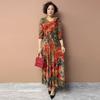 Women's V-Neck Floral Dress Summer Slim Fit Plus Size Dress Long Casual Dress