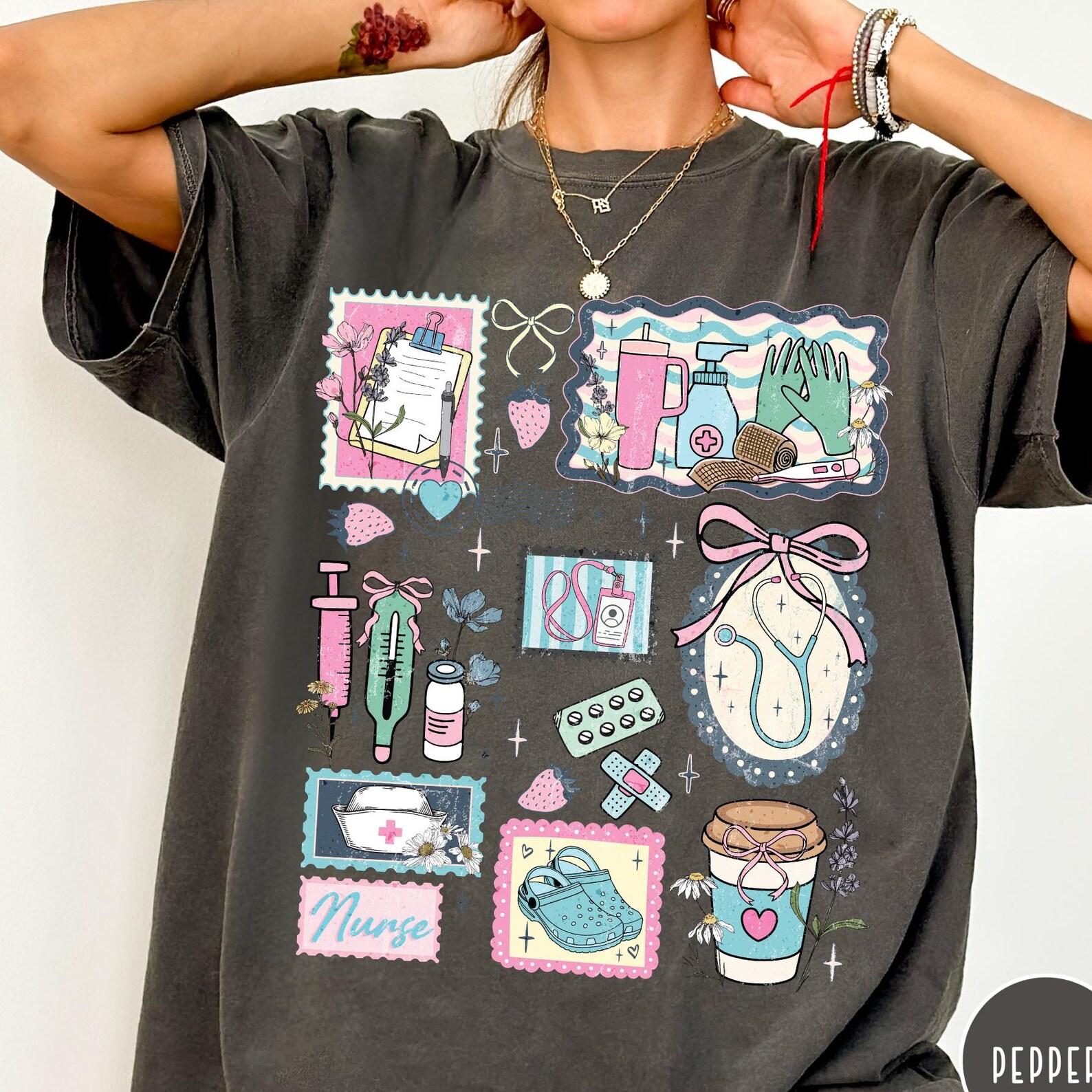 Nurse Life Collage Comfort Colors® Shirt, Cute Nurse Scrapbook Tee, Aesthetic Nursing Shirt, Healthcare Worker Gift, Coquette Nurse Shirt S