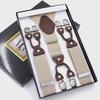 Men's Six-Clip Jacquard Wide Suspenders with Printed Webbing