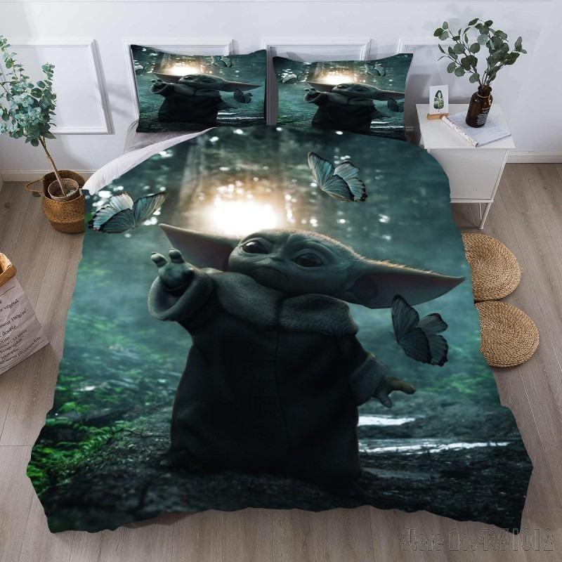 Bedding Set Anime Yoda Baby Double Twin Full Queen King Kids Bedclothes Duvet Cover Pillowcase Decoration Christmas Gifts