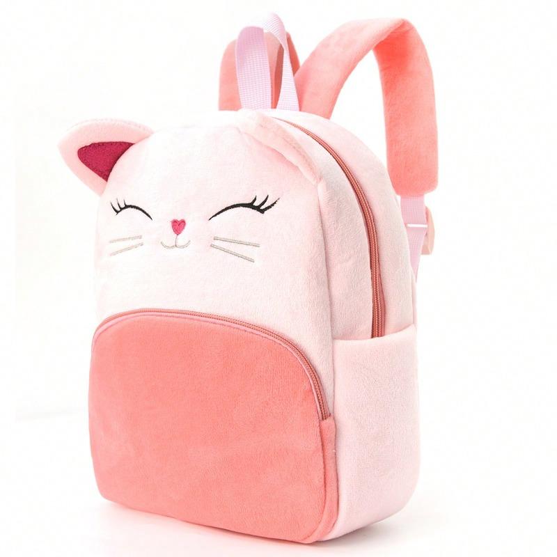 1pc Cartoon Animal Kids Backpack Plush Material Multiple Colors Kindergarten Cute Backpack For Children