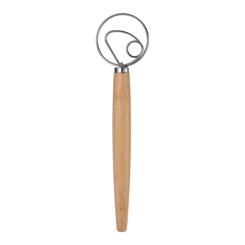 Modern Simple Wooden Egg Beater With Stainless Steel Mixing Rod For Kitchen Daily Use