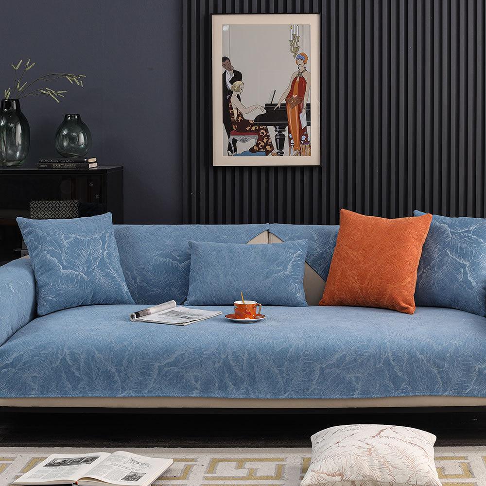 Cojín de Sofá Universal de Cuatro Estaciones Jacquard de Chenilla Moderno Hogar Simple Antideslizante Toalla Cojín de Sofá