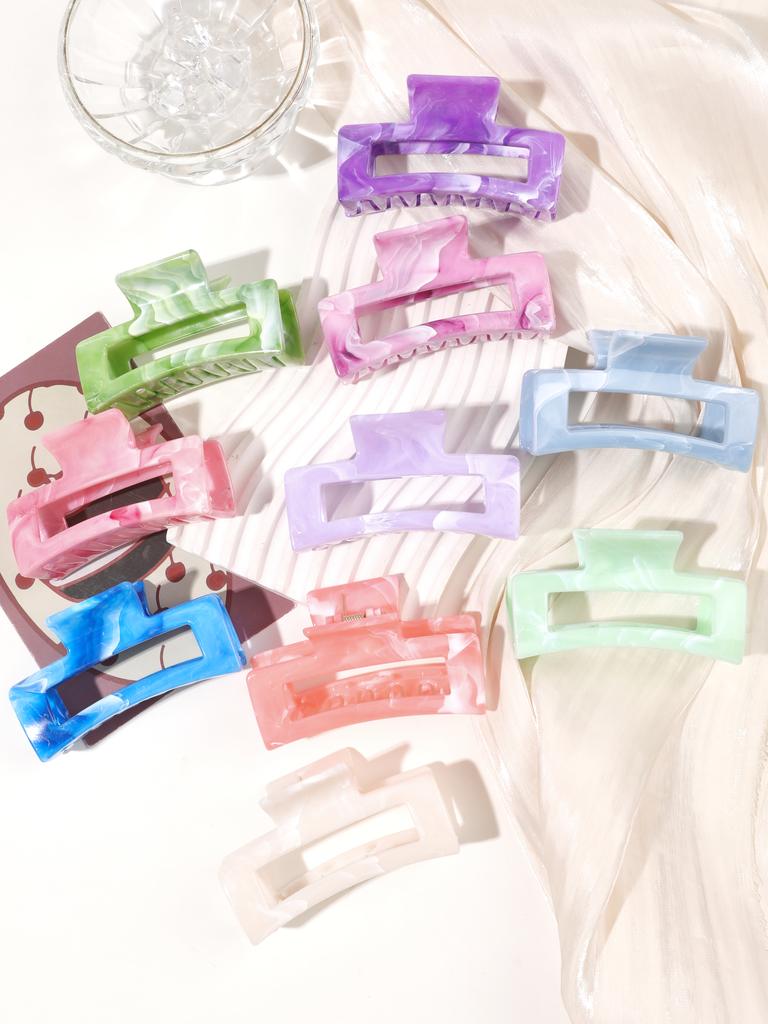 2 Pcs Marble Hair Claw Clips for Thick Hair,White Banana Hair Clips, Ripple Jaw Clips Strong Hold for Women