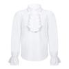 Boys Renaissance Shirt Long Sleeve Turndown Collar Ruffle Lace Cuffs Button Front Solid Color Costume Top for Historical Events
