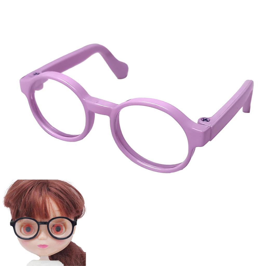DOYOUCOTO Glasses Plush Doll, Chibi Plush, Oshikatsu, Round Glasses, Mini Doll Parts, Small Plush Toy, Pet Figure, Handmade Material (Macaron Purple,