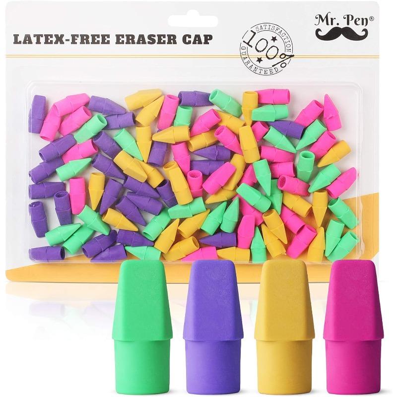 100pcs/set Pencil Top Erasers, Eraser Caps Tops, Topper Erasers
