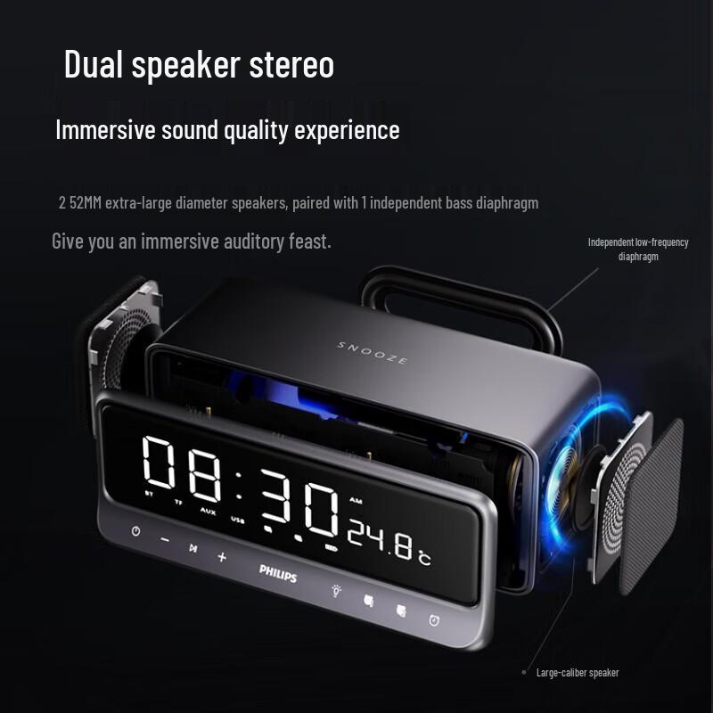 Philips TAS3609 Clock Alarm Bluetooth Speaker