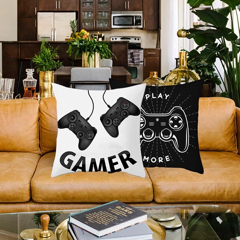 Video Game Cushion Covers Happy Birthday Gamepad Boy Inflate Party Supplies GAME ON Pillowcase Happy Birthday Decor Kids Gifts
