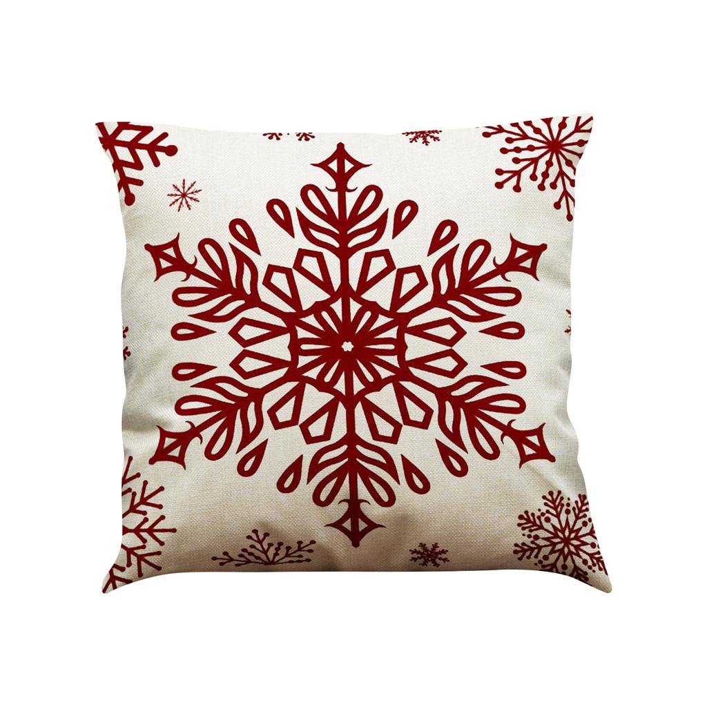 Merry Christmas Pillow, 18x18 Inch Red Snowflake Christmas Tree Decorative Cushion, Snowflake Holiday Pillow, Suitable For Sofa And Bed
